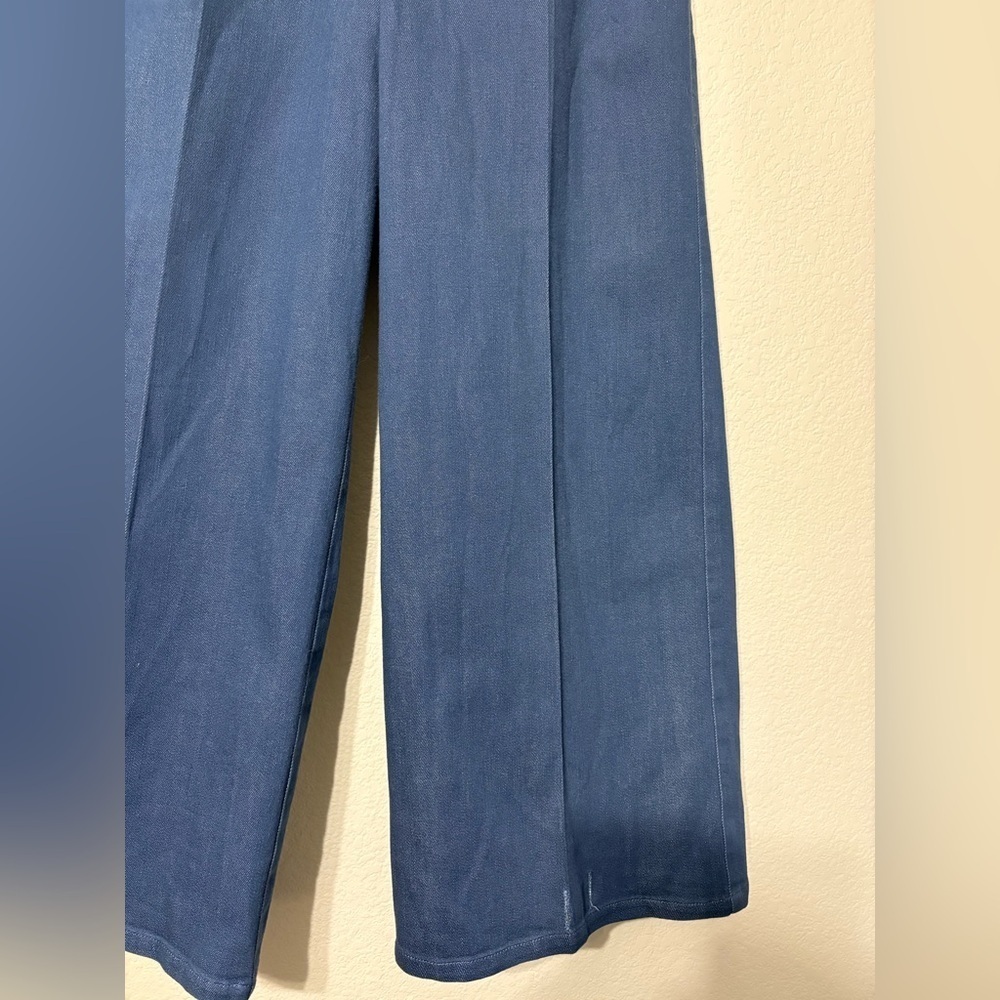 Meg Denim Blue Trousers/Palazzo Wide Leg, Ultra High Rise. Adj. Ankle, Pockets. - Picture 5 of 16